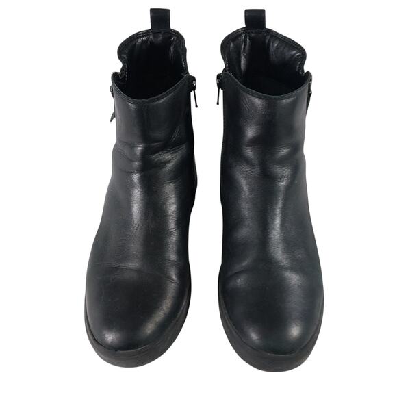 NATURALIZER! BLACK GENUINE LEATHER DUAL ZIPPER, PADDED INNER ANKLE BOOTS! SZ 8M - Picture 4 of 10